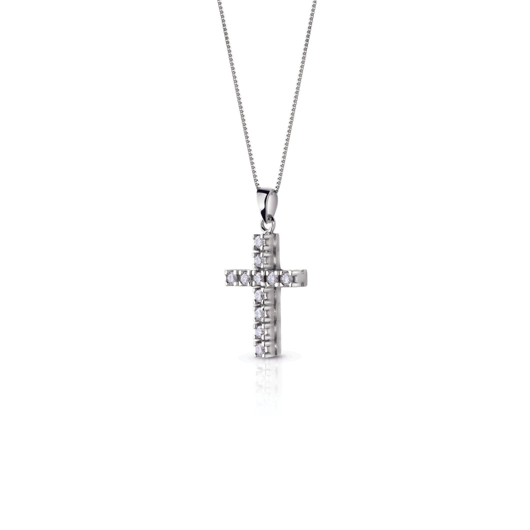 Collana croce con diamanti griffe quadra - Gioielleria Conte