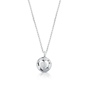 COLLANA CON PENDENTE DEDICA ANGELI IN ARGENTO E CUORE CON ZIRCONI - Gioielleria Conte