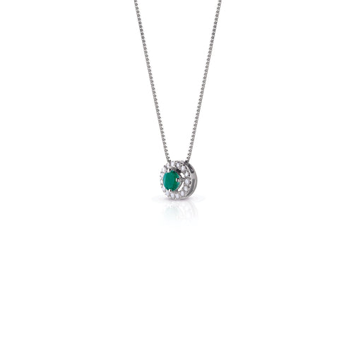 Punto luce con smeraldo e contorno di diamanti - Gioielleria Conte