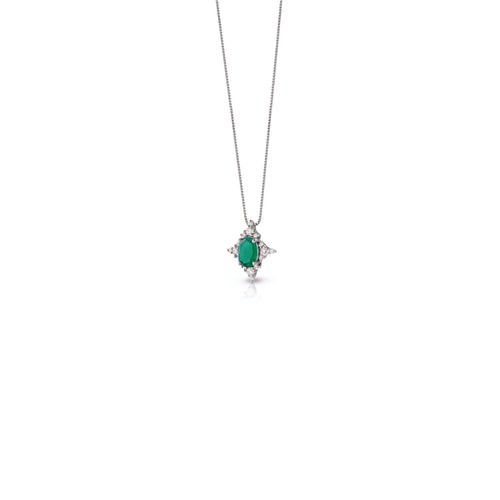 Collana con smeraldo e contorno di diamanti - Gioielleria Conte