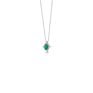 Collana con smeraldo e contorno di diamanti - Gioielleria Conte