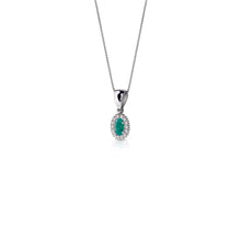 Carica l&#39;immagine nel visualizzatore di Gallery, Collana  con smeraldo ovale  con contorno di diamanti due griffe - Gioielleria Conte
