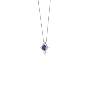 Collana con zaffiro e contorno di diamanti - Gioielleria Conte