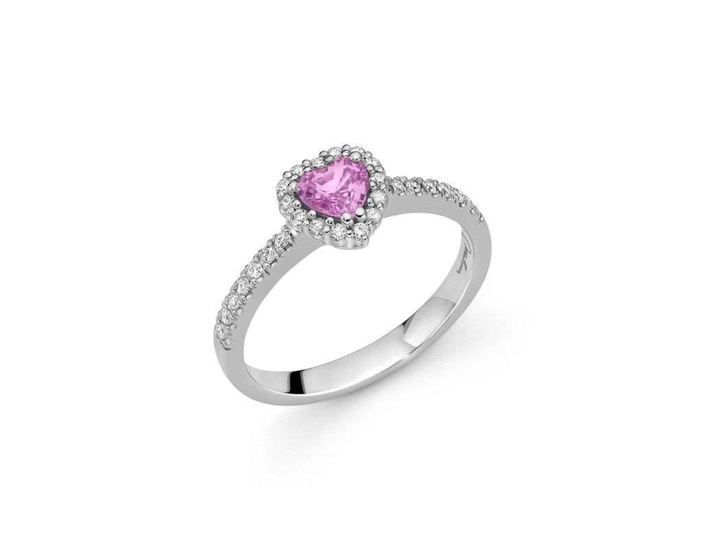 I Diamanti - Anello con Zaffiro rosa a cuore