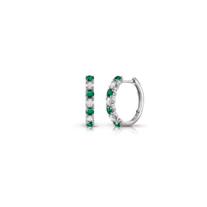 Orecchini cerchio colore con 14 pietre : 8 smeraldi e 6 diamanti - Gioielleria Conte