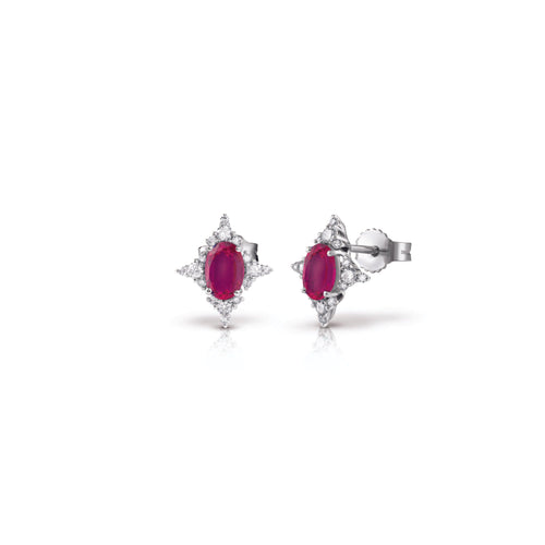 Orecchini con rubini e contorno di diamanti - Gioielleria Conte