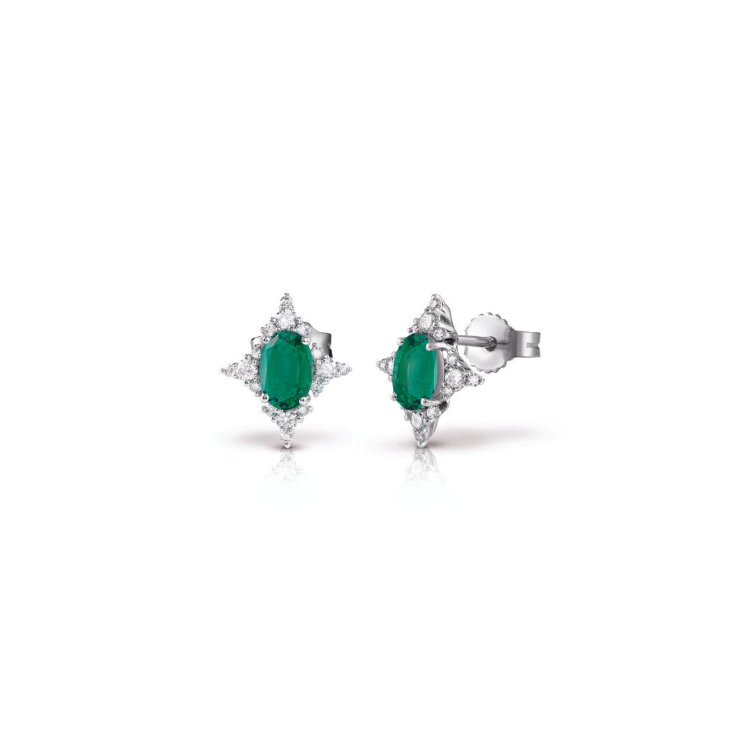 Orecchini con smeraldi e contorno di diamanti - Gioielleria Conte