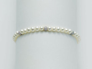 Bracciale di perle con boule diamantate - Gioielleria Conte