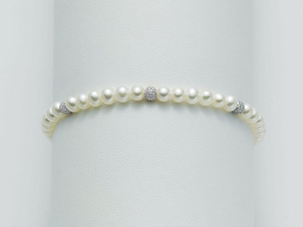Bracciale di perle con boule diamantate - Gioielleria Conte
