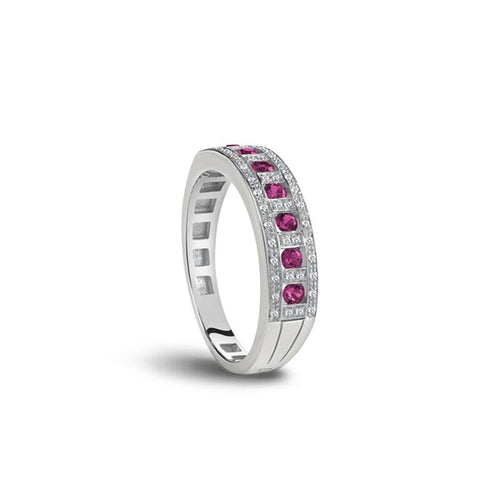 Damiani | Anello in oro bianco con diamanti e rubini - Gioielleria Conte