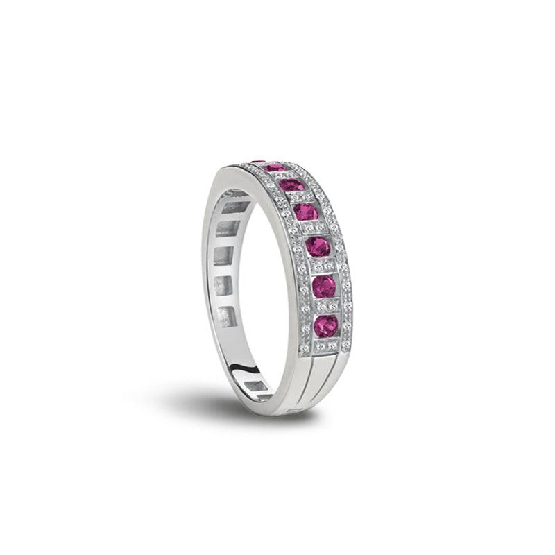 Damiani | Anello in oro bianco con diamanti e rubini - Gioielleria Conte